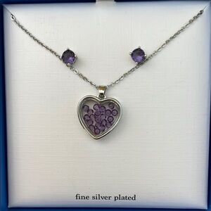The Skyline Collection Fine Silver plated Heart Women’s Earrings & necklace sets